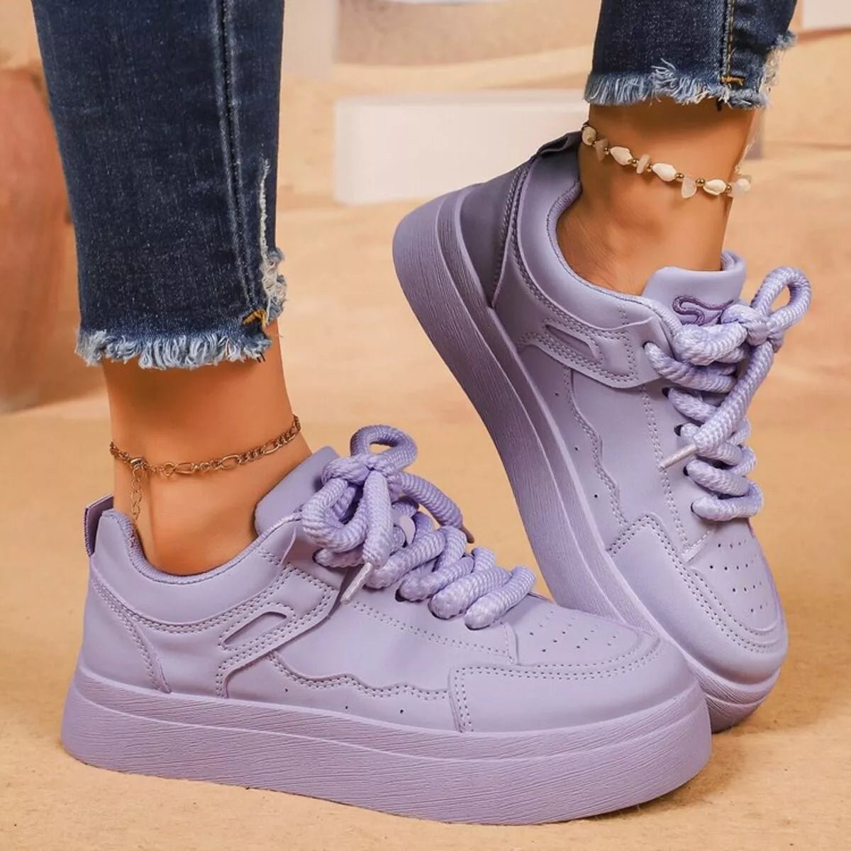 Round Toe Platform Sneakers - Wow Store