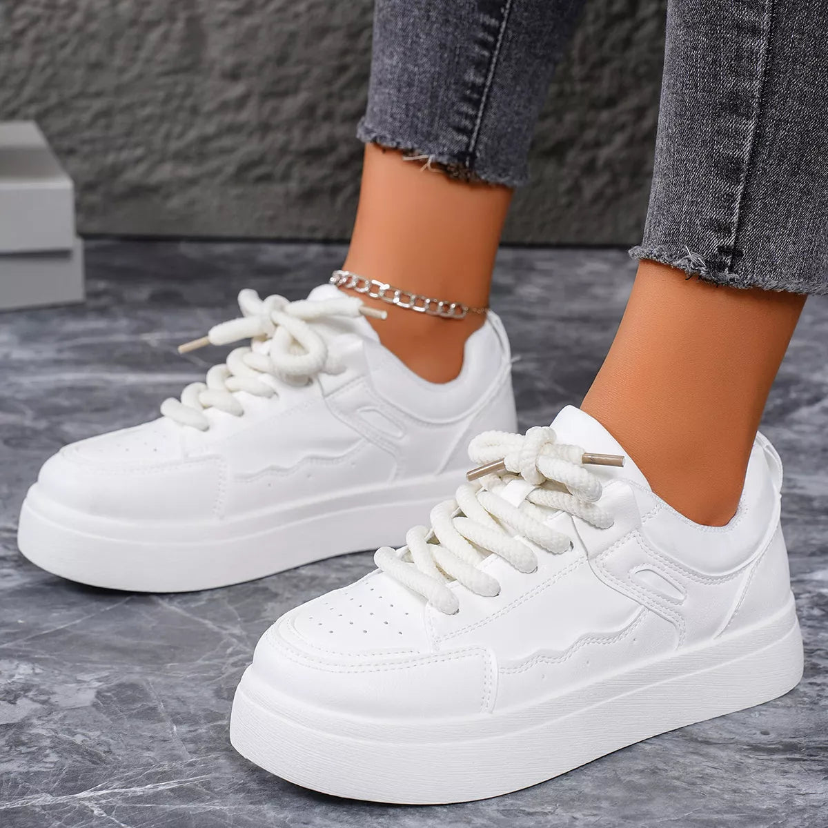 Round Toe Platform Sneakers - Wow Store