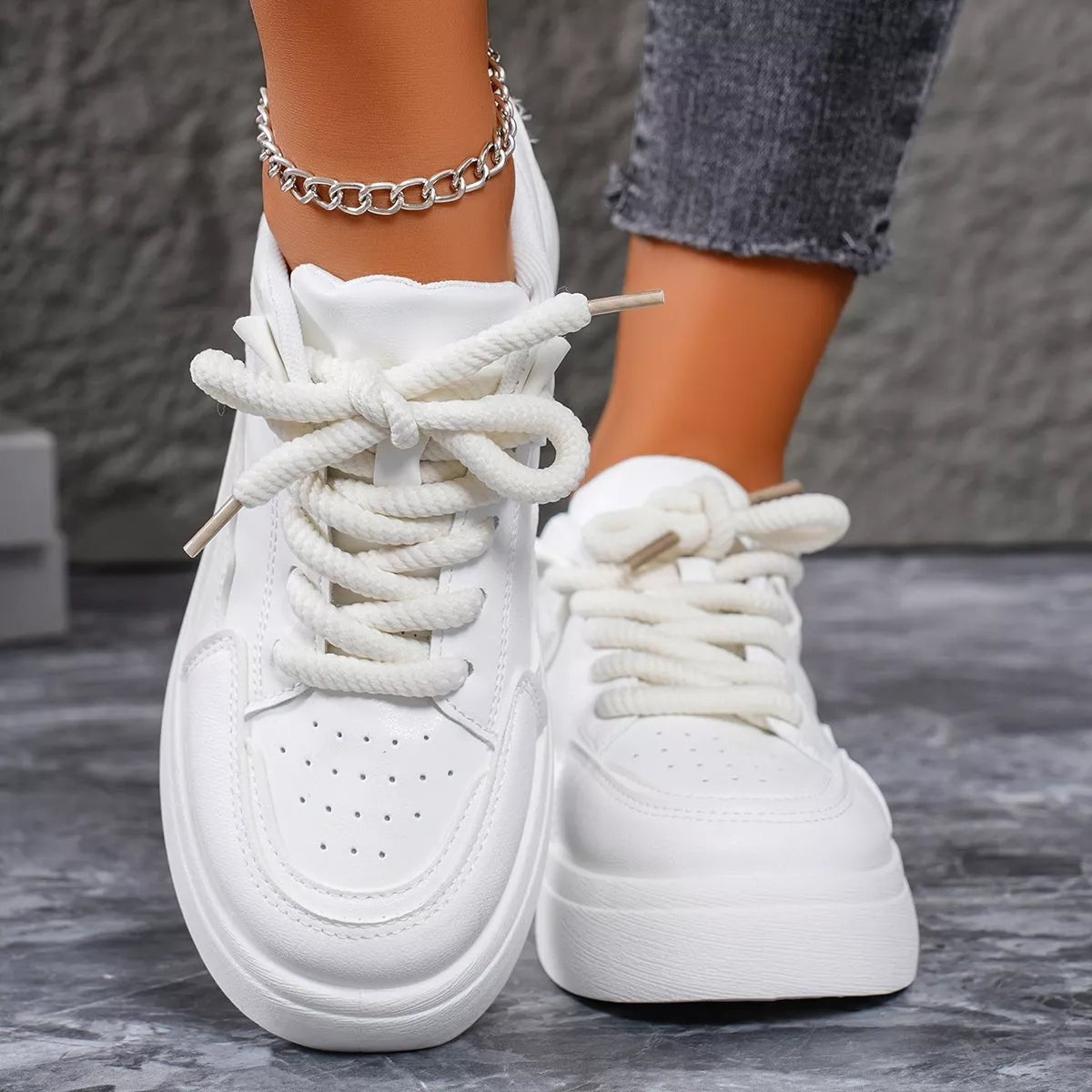 Round Toe Platform Sneakers - Wow Store