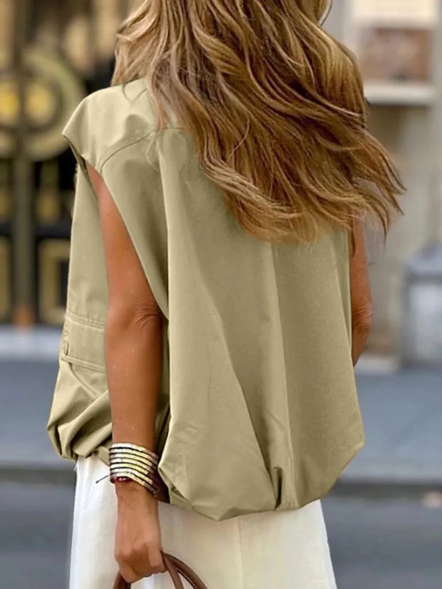 Ruched Hem Zip Up Vest - Wow Store