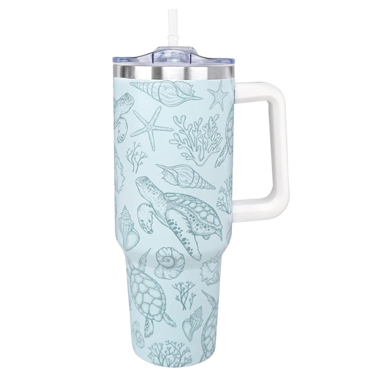Sea Turtle Stainless Steel Tumbler 40oz with Handle & Straw - WowStore.live