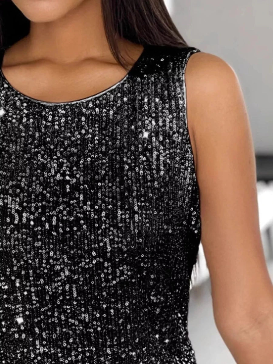 Sequin Round Neck Tank Top - Wow Store