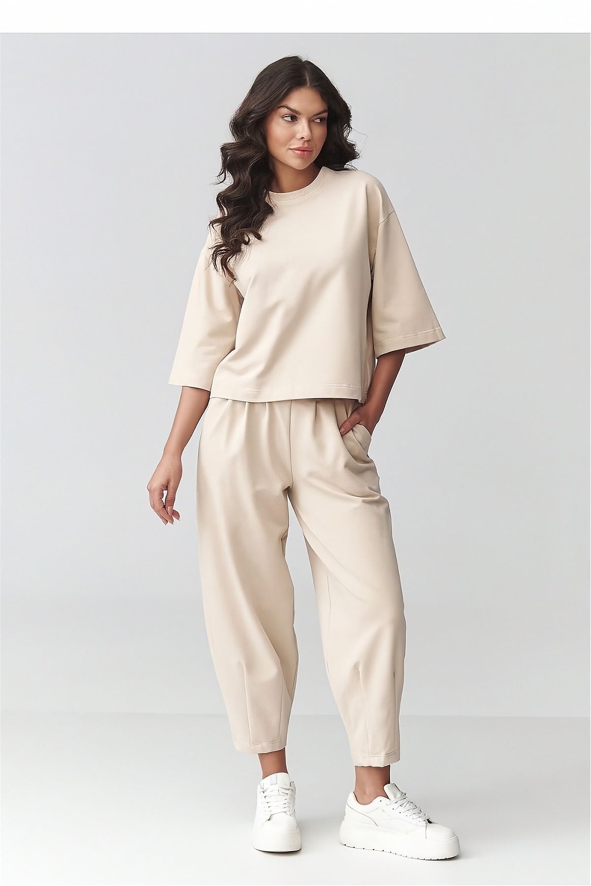 Women's Oversized Tracksuit Set in beige