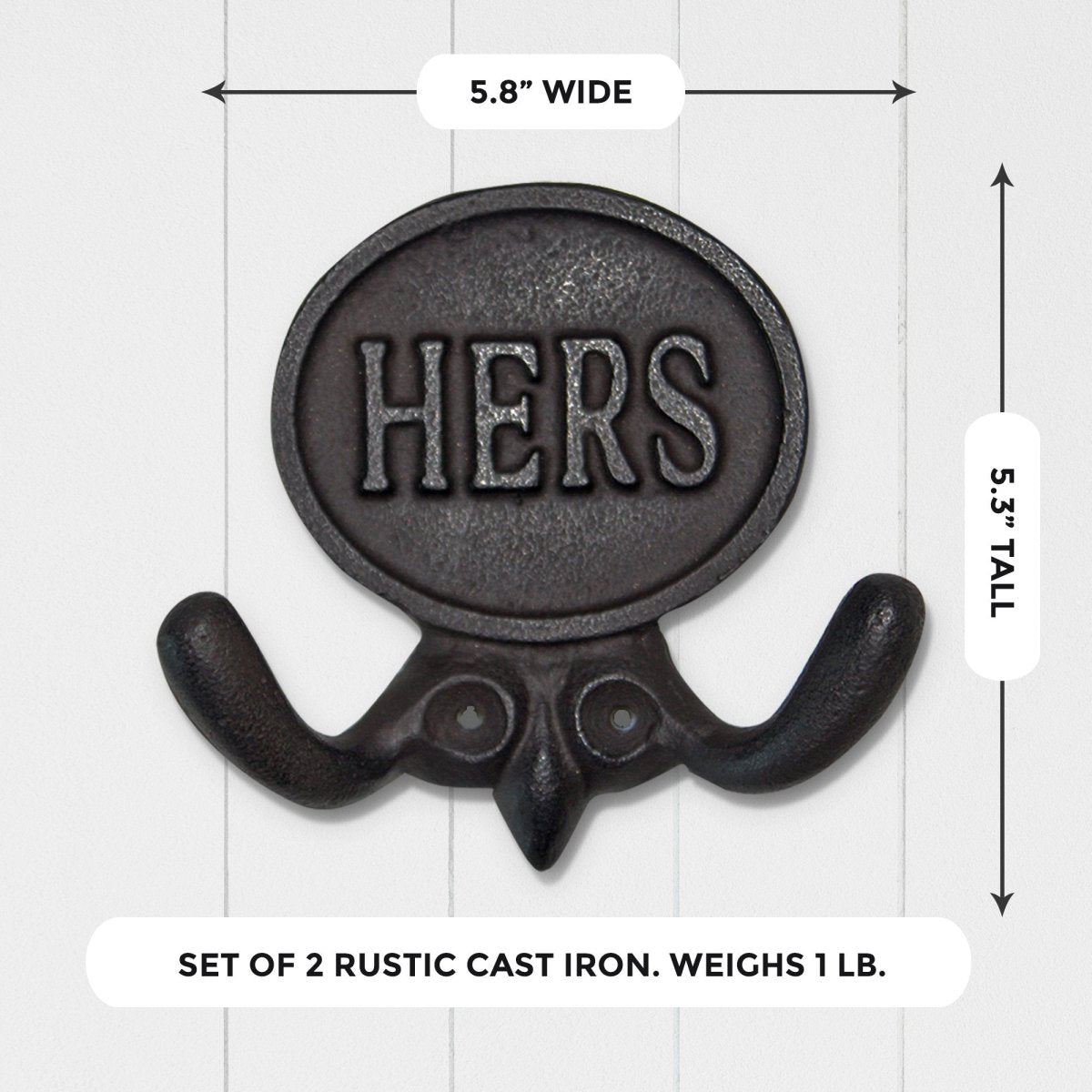 Set of 2 His and Hers Towel Hooks, 5.8" - Wow Store