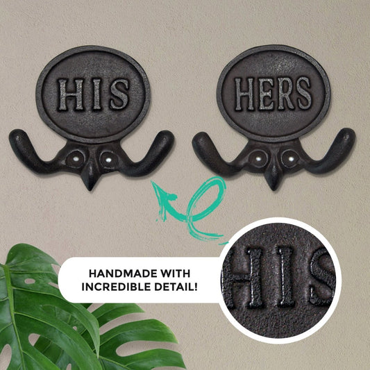 Set of 2 His and Hers Towel Hooks, 5.8" - Wow Store