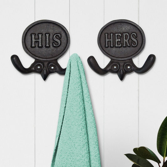 Set of 2 His and Hers Towel Hooks, 5.8" - Wow Store