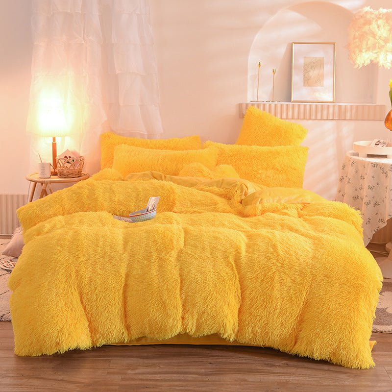 Shaggy Faux Fur Duvet Cover Set with Flat Sheet, 4 Pieces — view 7