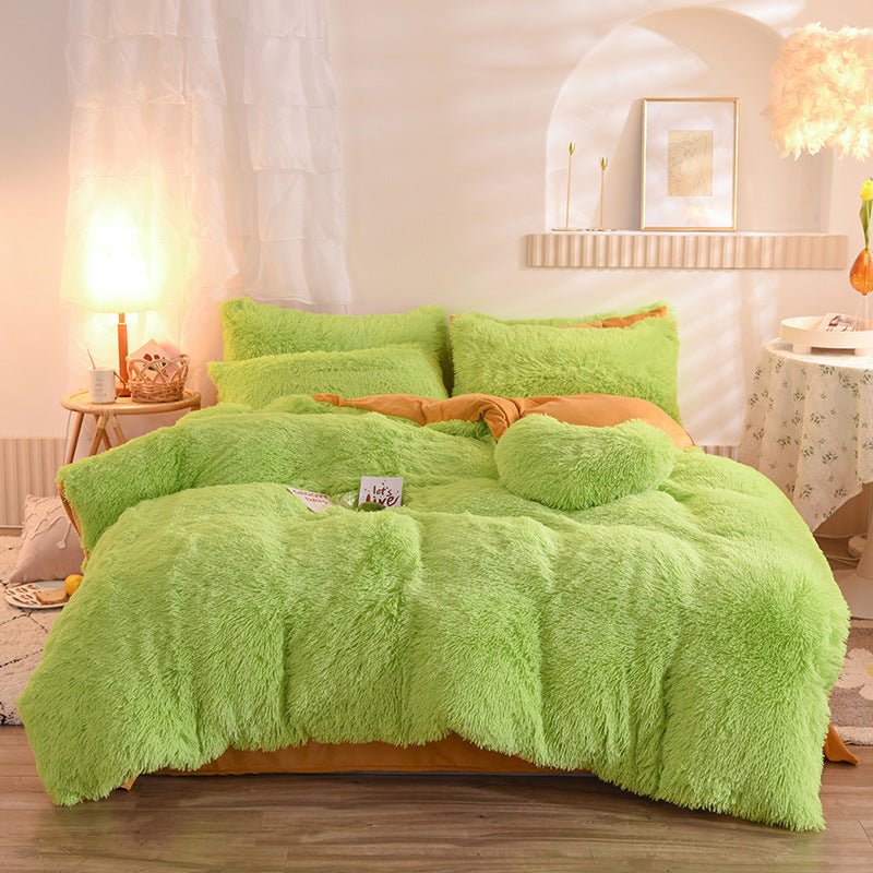 Shaggy Faux Fur Duvet Cover Set with Flat Sheet, 4 Pieces — view 2