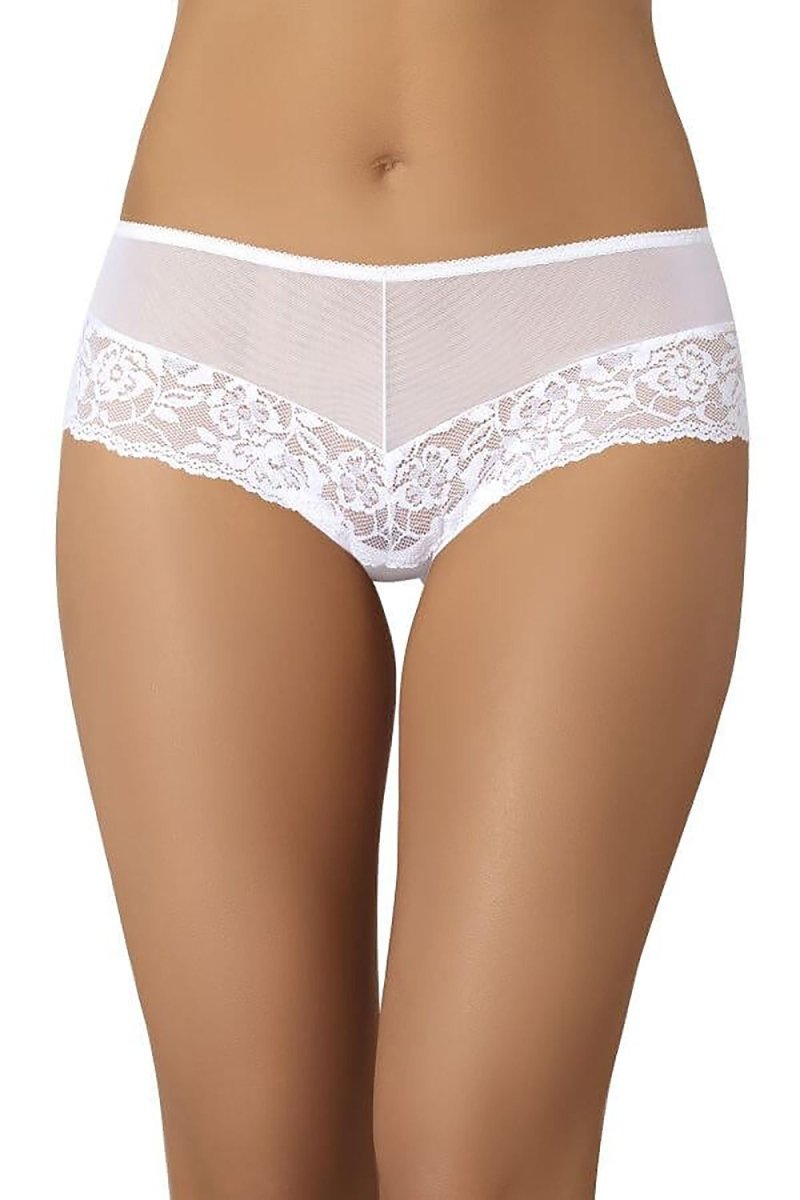 White lace mesh comfort shorts for women with delicate trim – Teyli brand underwear