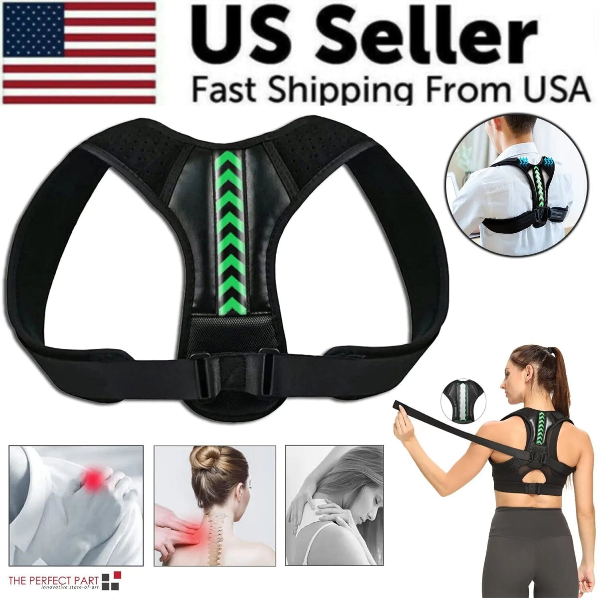 Shoulder Support Adjustable Back Pain Support Posture Corrector Brace Belt Strap - Wow Store