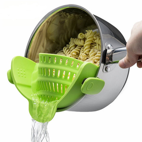 Silicone Kitchen Gizmo Snap N Strain Pot & Pasta Clip On Strainer - Wow Store