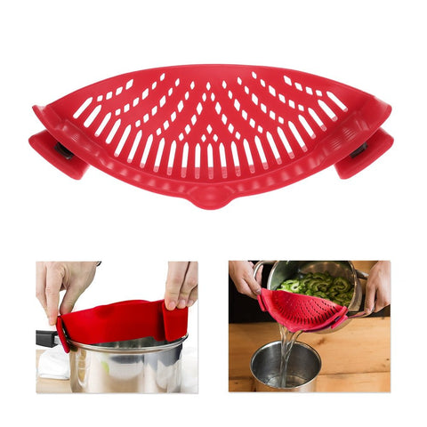 Silicone Kitchen Gizmo Snap N Strain Pot & Pasta Clip On Strainer - Wow Store