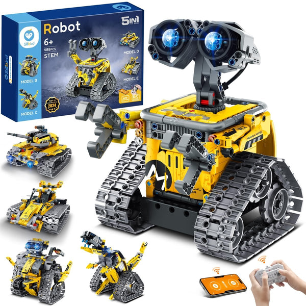 5-in-1 STEM Robot Building Set with Remote & App Control