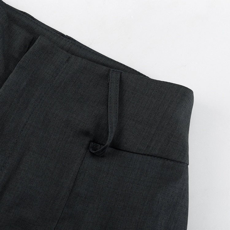 Belt loop and waistband detail, side view