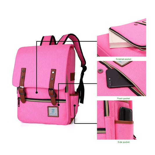 Slim Backpack College,School and Business Fits 15 - inch Laptop - Hot Pink - Wow Store