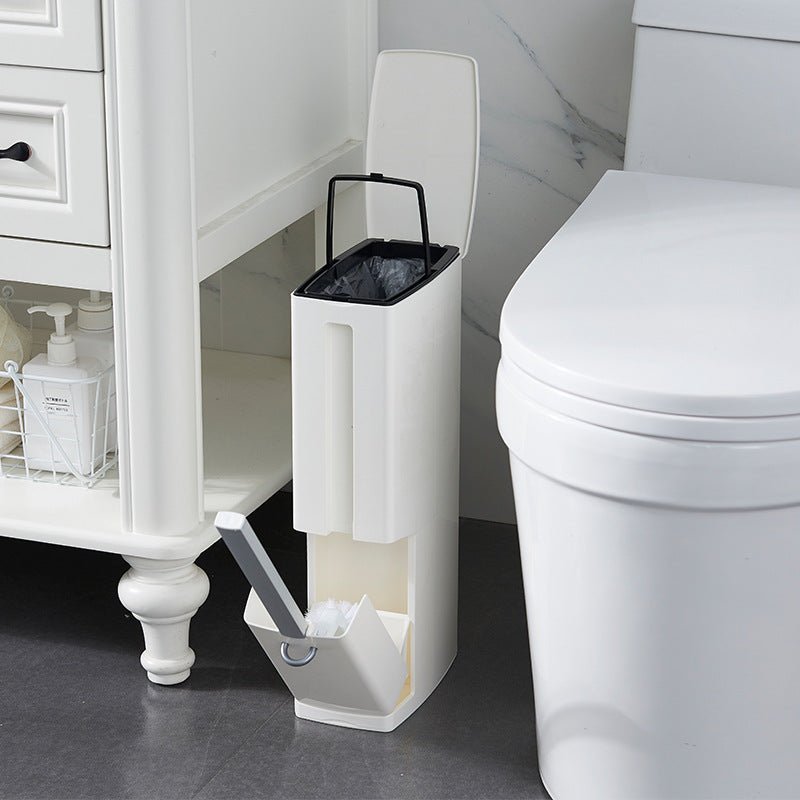 Slim Bathroom Bin with Built-In Toilet Brush - WowStore.live