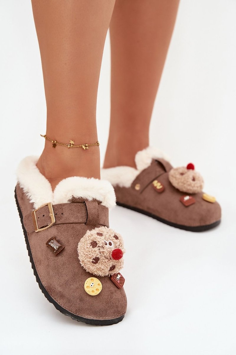Side view of eco suede slipper design