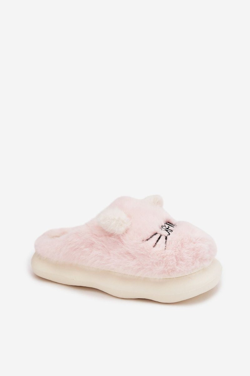 Close-up of comfortable fur slipper interior