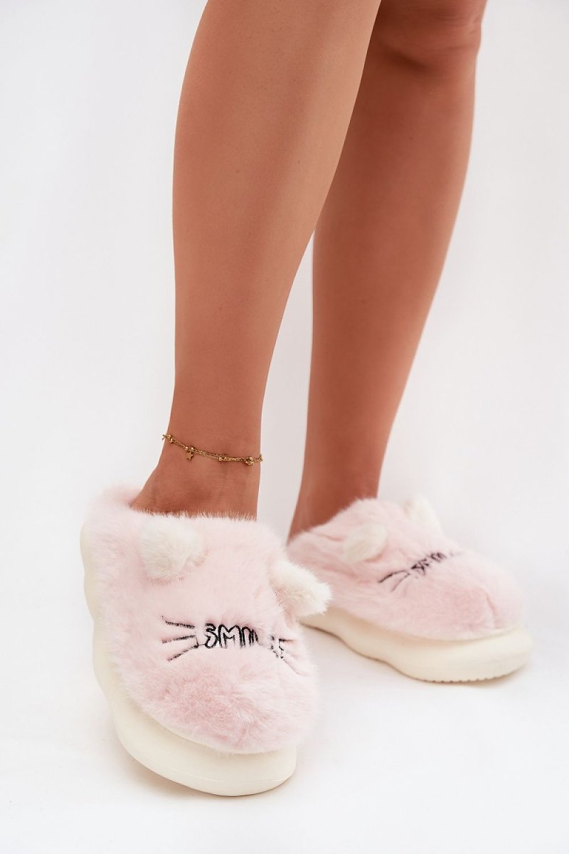 Pink fur slippers from Step In Style, showcasing soft texture