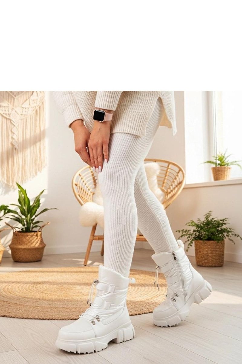 Elegant women's winter ankle boots with luminous finish