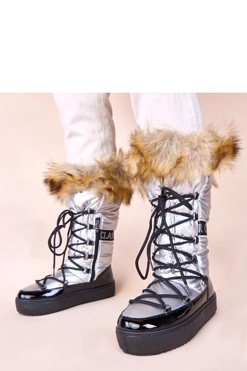 Detailed side profile of winter snow boots