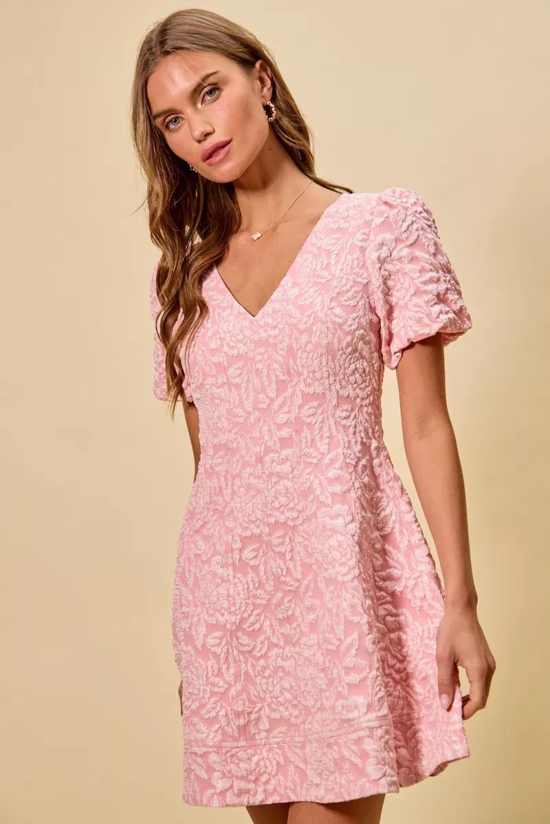 SO ME Floral Jacquard Fit And Flare Daily Mini Dress - Wow Store