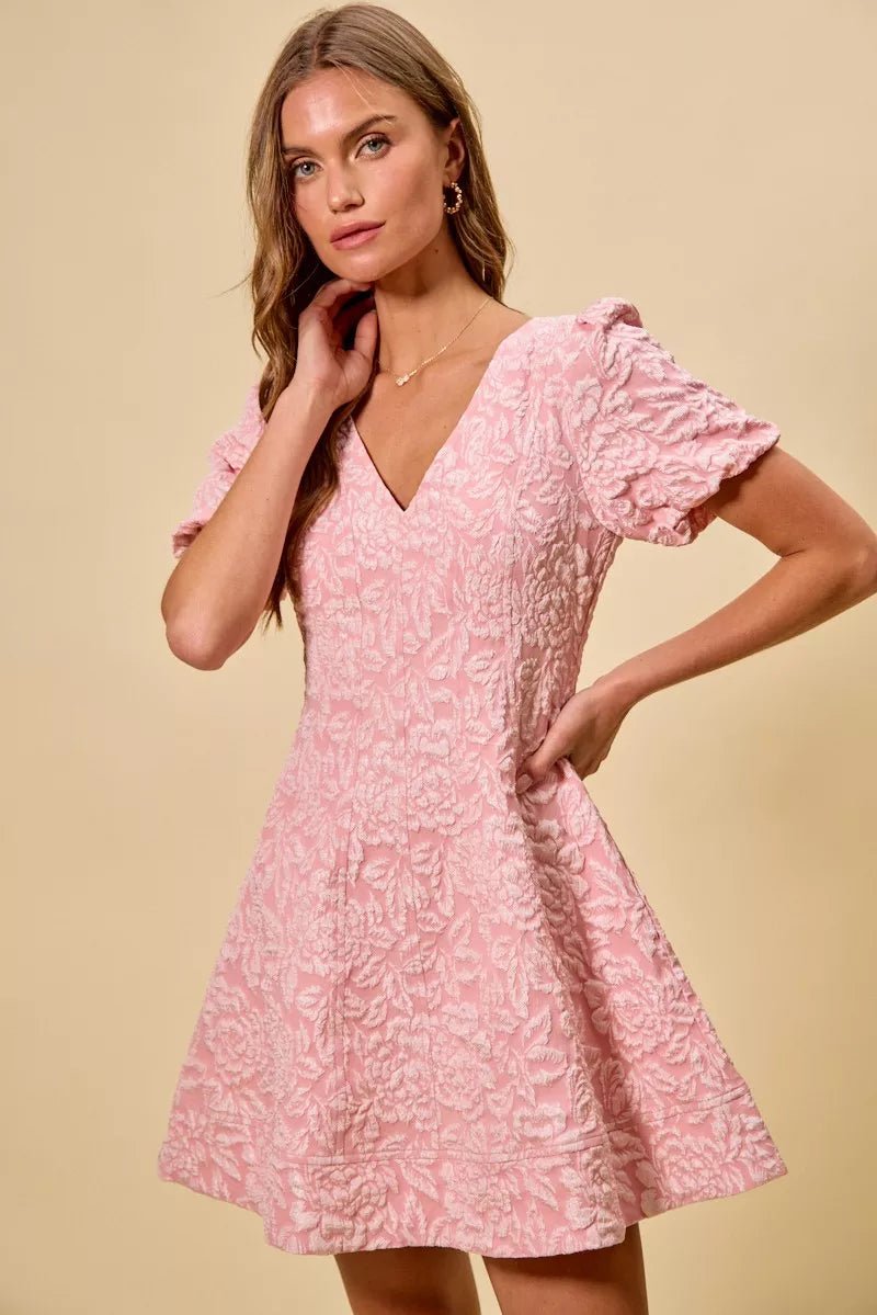 SO ME Floral Jacquard Fit And Flare Daily Mini Dress - Wow Store