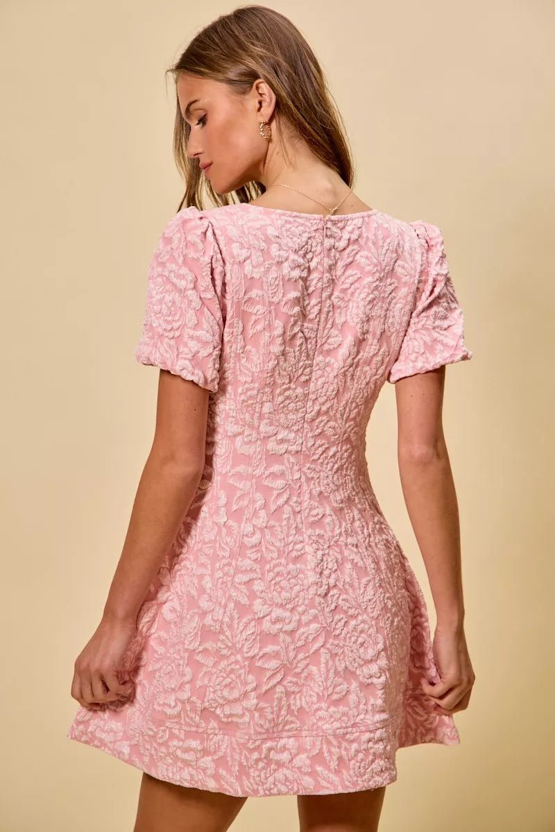 SO ME Floral Jacquard Fit And Flare Daily Mini Dress - Wow Store