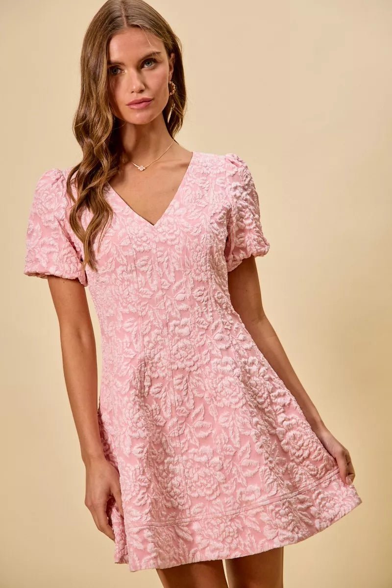 SO ME Floral Jacquard Fit And Flare Daily Mini Dress - Wow Store