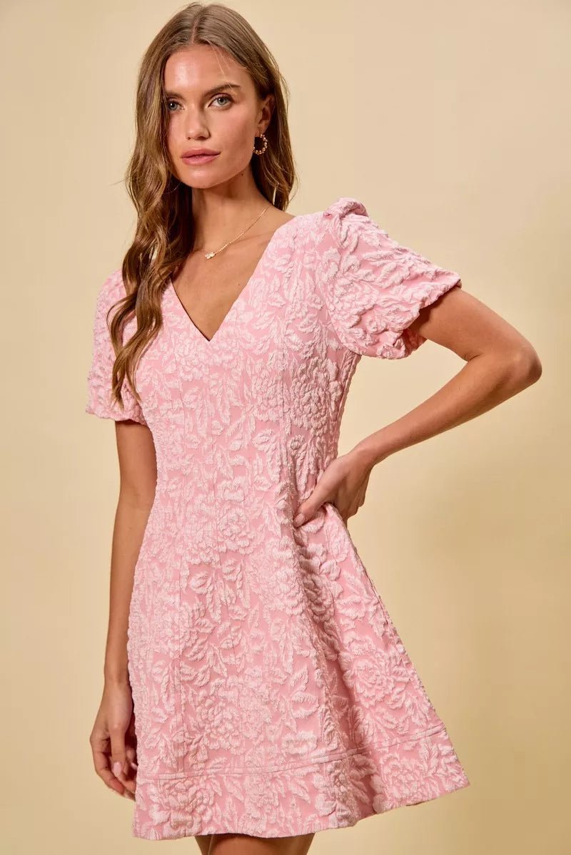SO ME Floral Jacquard Fit And Flare Daily Mini Dress - Wow Store