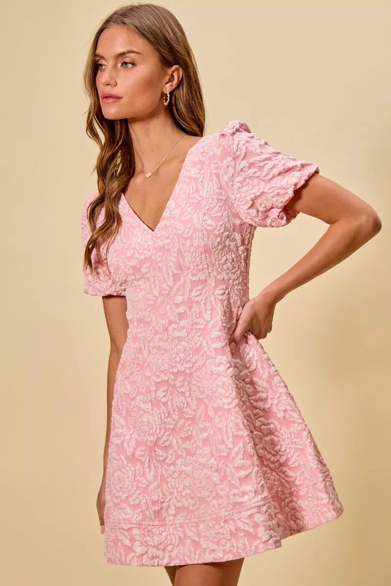 SO ME Floral Jacquard Fit And Flare Daily Mini Dress - Wow Store