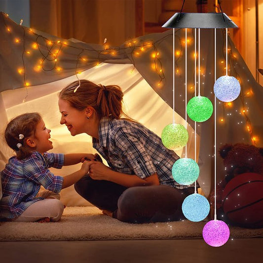 Solar Crystal Ball Wind Chime Light Color Changing Solar LED String - Wow Store