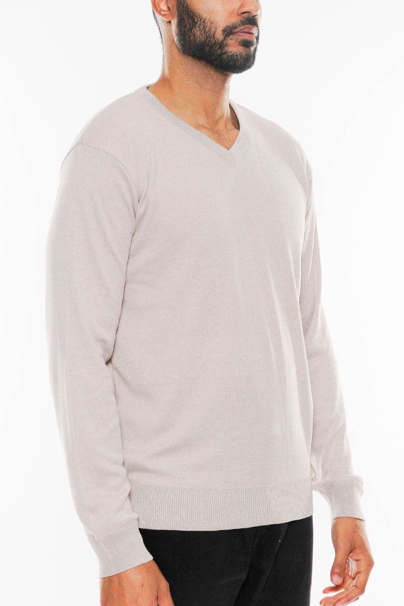 Solid Vneck Knit Pullover Sweater - Wow Store