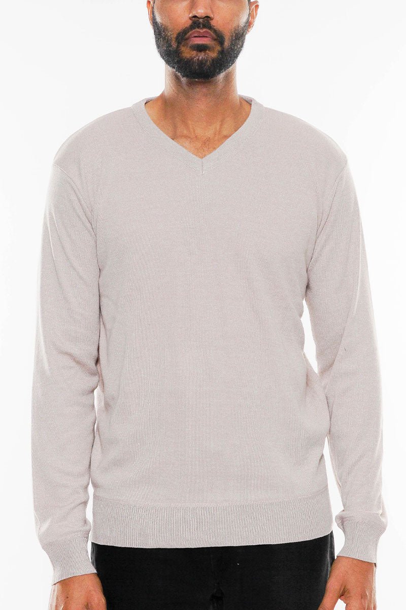 Solid Vneck Knit Pullover Sweater - Wow Store