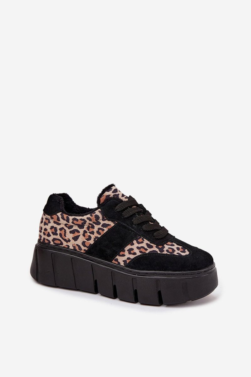 Leopard print sneakers styled with casual outfit