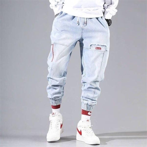 Streetwear Hip Hop Men's jeans Cargo Elastic Harun Joggers pants In - Wow Store