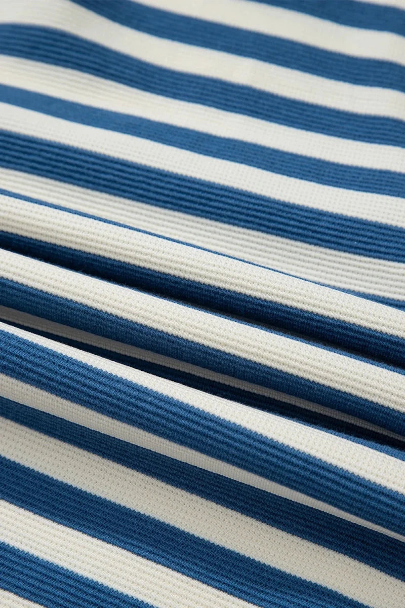 Stripe Chest Pocket Notched Top - Wow Store