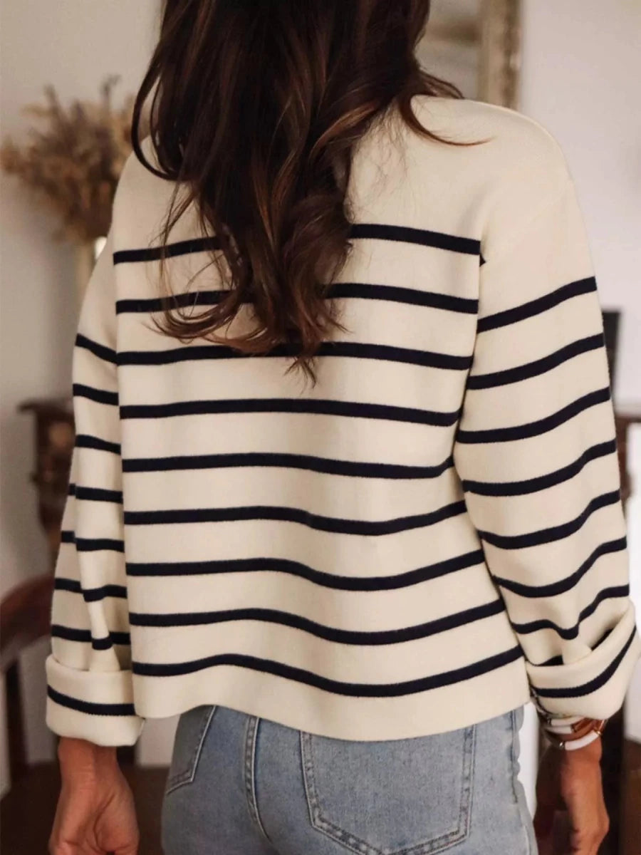 Striped Button - Front Cardigan - Wow Store