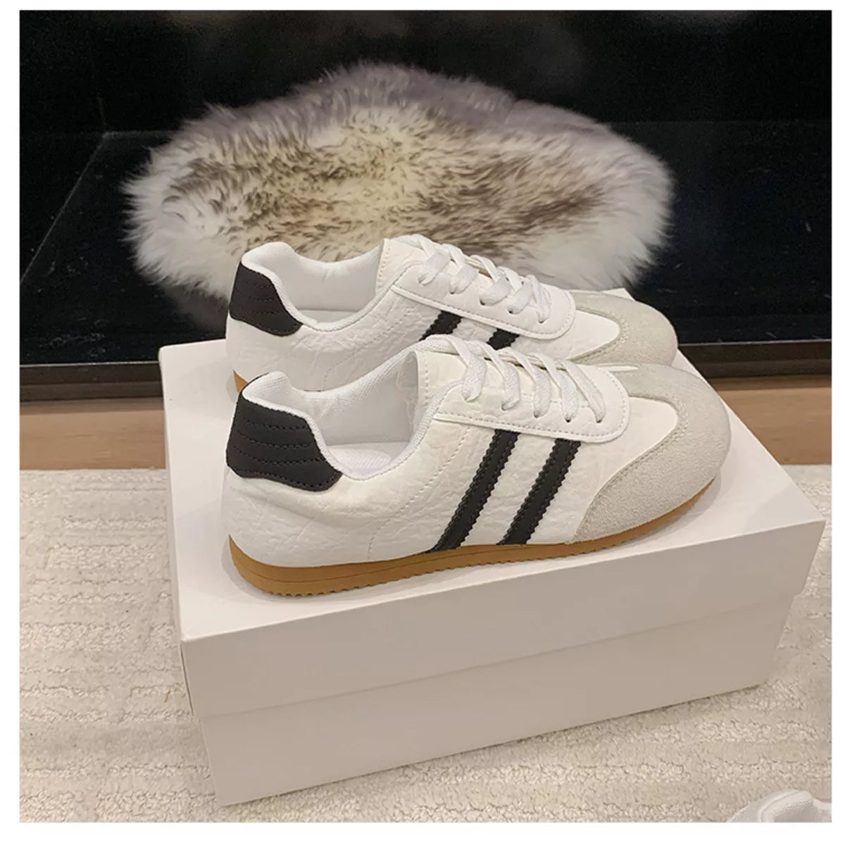 Striped Lace Up Casual Sneakers - Wow Store