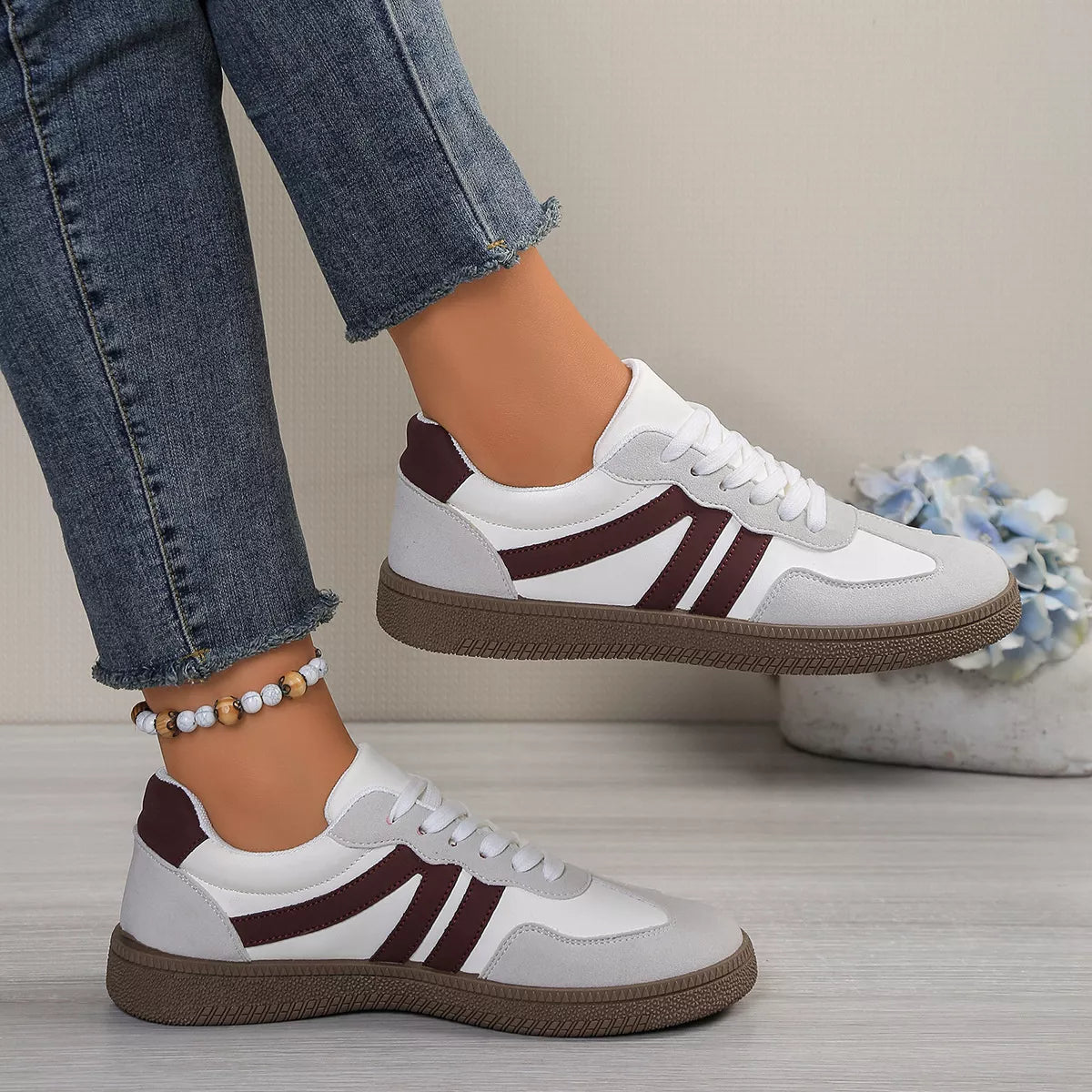Striped Lace - Up Casual Sneakers - Wow Store