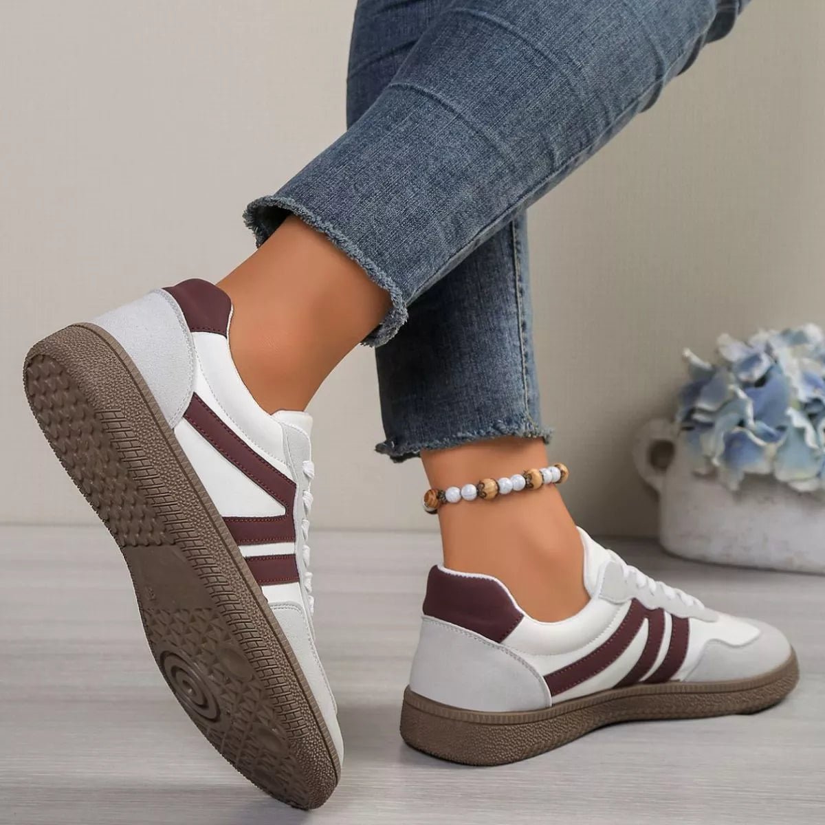 Striped Lace - Up Casual Sneakers - Wow Store