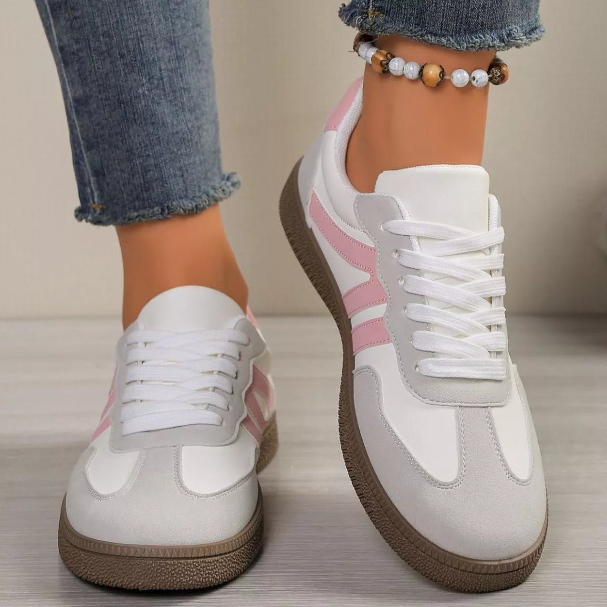Striped Lace - Up Casual Sneakers - Wow Store