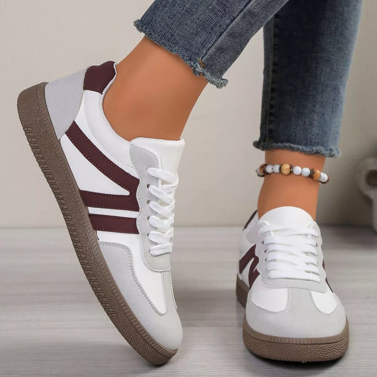 Striped Lace - Up Casual Sneakers - Wow Store