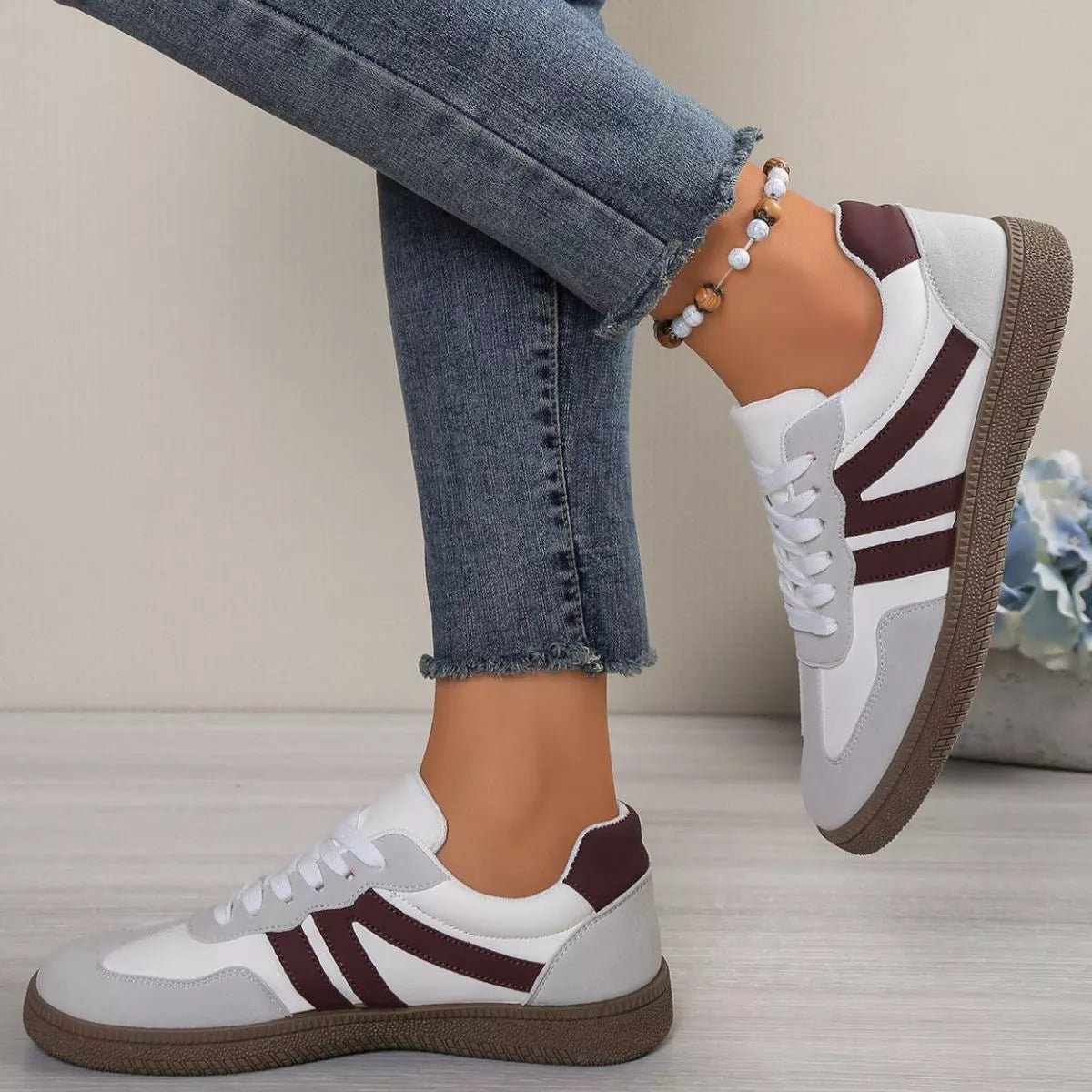 Striped Lace - Up Casual Sneakers - Wow Store
