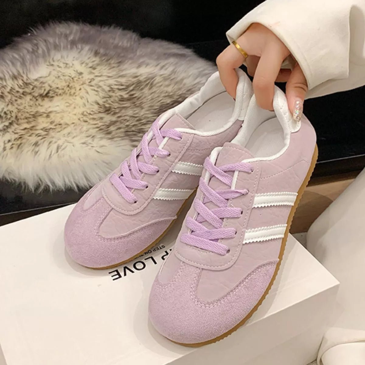 Striped Lace Up Casual Sneakers - Wow Store
