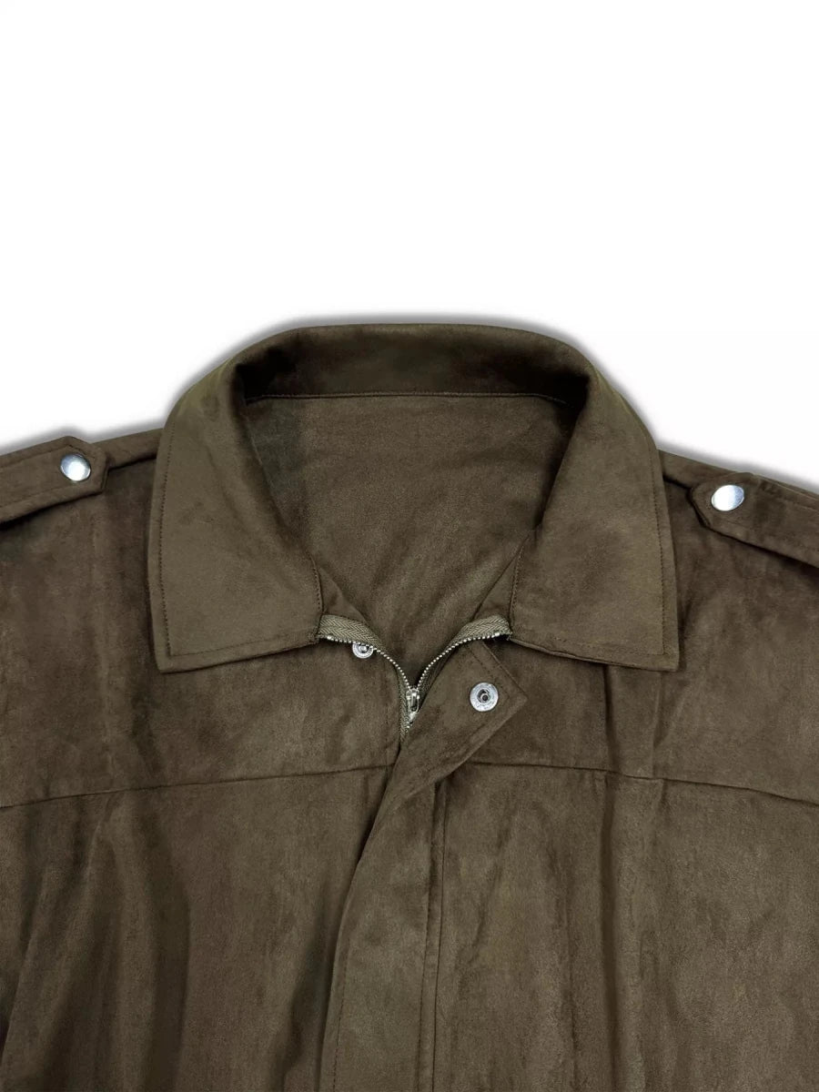 Suede Cropped Bomber Jacket - Wow Store