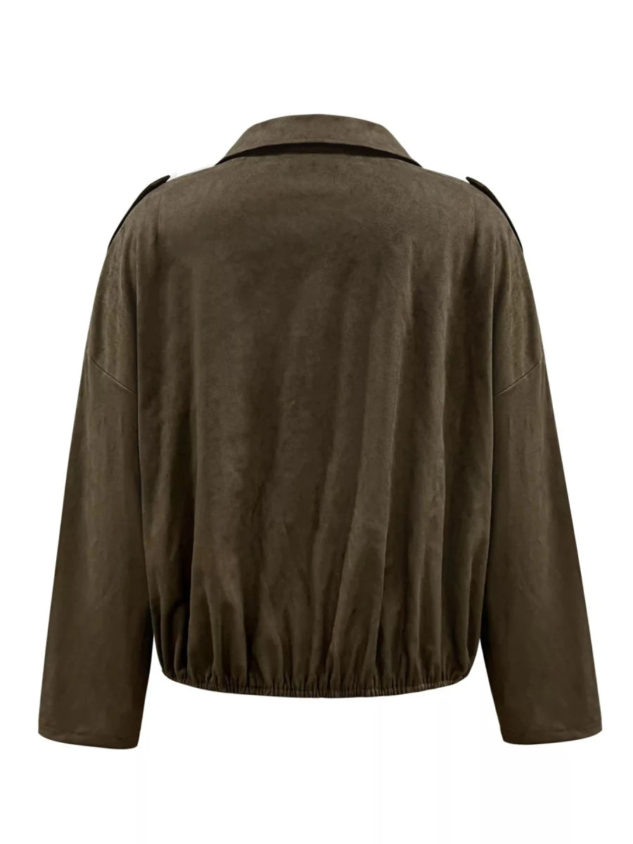 Suede Cropped Bomber Jacket - Wow Store
