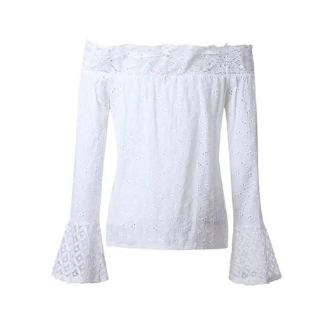 Summer Sexy Women Lace White Blouse Tops Turtleneck Shirt - Wow Store