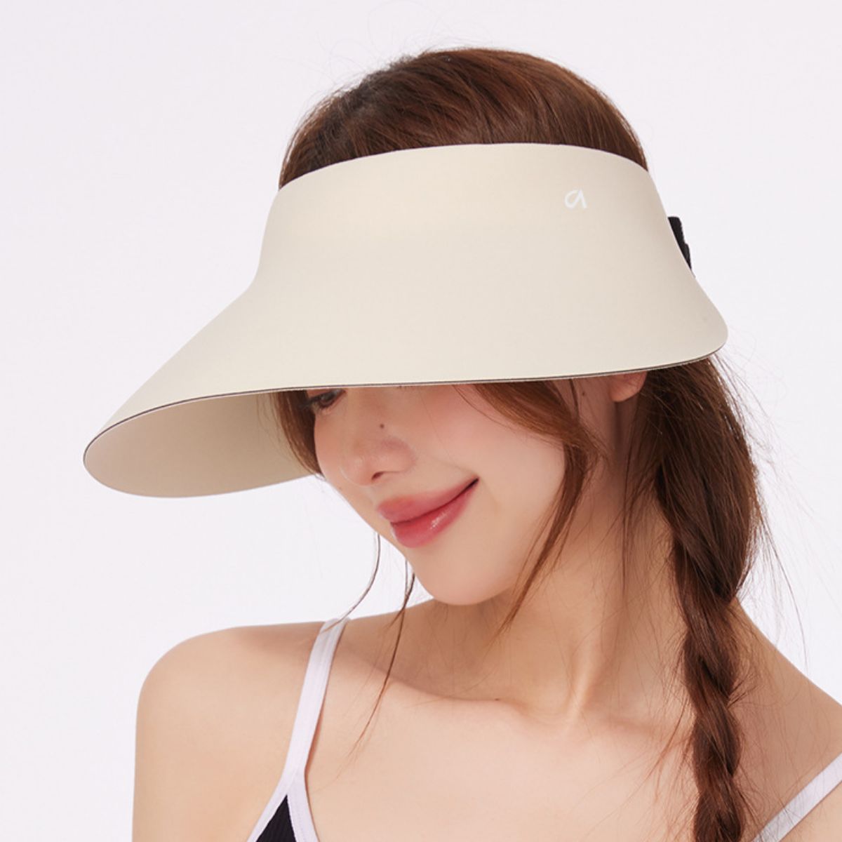 White sun visor hat with curved brim and adjustable strap, UV protection accessory for sunny days at WowStore.live