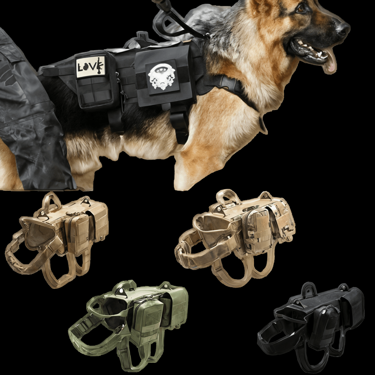 Tactical Military Dog Harness - No - Pull, Heavy Duty with MOLLE System | WOW Store - Wow Store